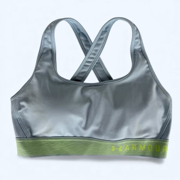 Under Armour Mid Compression Sports Bra Blue/Green size Medium - Picture 1 of 4